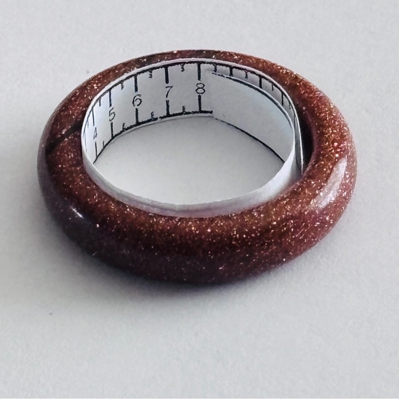 Stone Band Rings Lot of 7 Turquoise Agate Resin Stackable - Picture 11 of 16